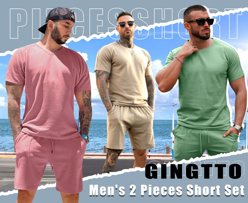 Product Introduction of GINGTTO Mens Short Sets 2 Piece Outfits Fashion Summer Tracksuits Casual Set 4