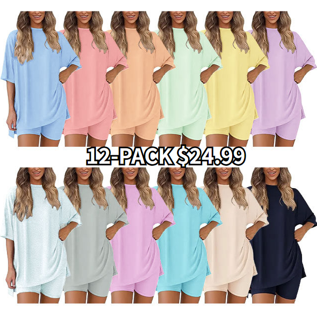 🔥Women's Two Piece Lounge Set 2025 Summer Casual Oversized Shirts Bik