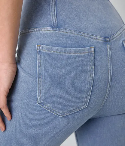 LBF-⚡High Waisted Crossover Pocket Washed Stretchy Knit Casual Super Flare Jeans⚡