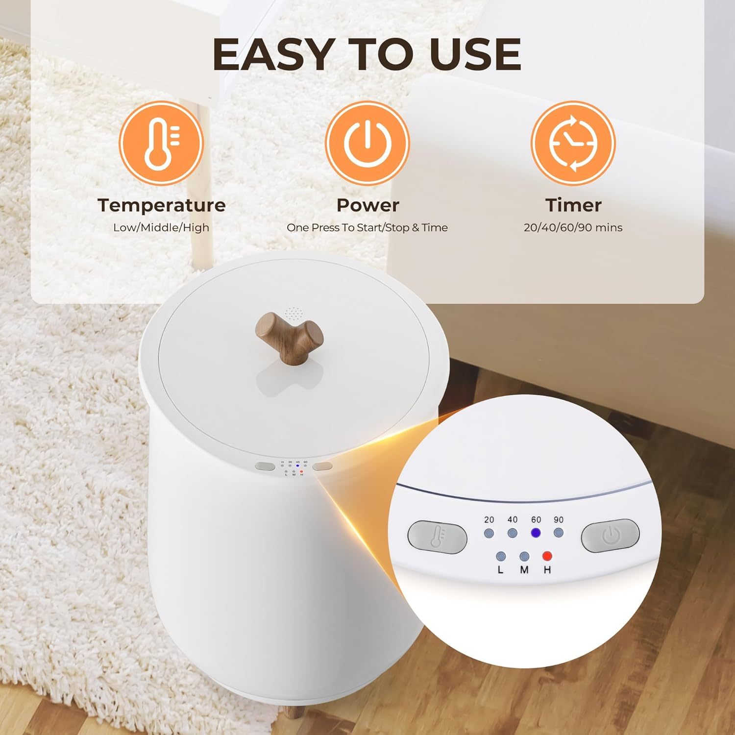 ⏰Towel Warmer Bucket, 20L Large Towel Warmers for Bathroom and Spa, Auto Shut-Off & Adjustable Timer for 20/40/60/90 mins, Towel Warmer with Fragrance Disc, Gift for Him&Her, Blankets