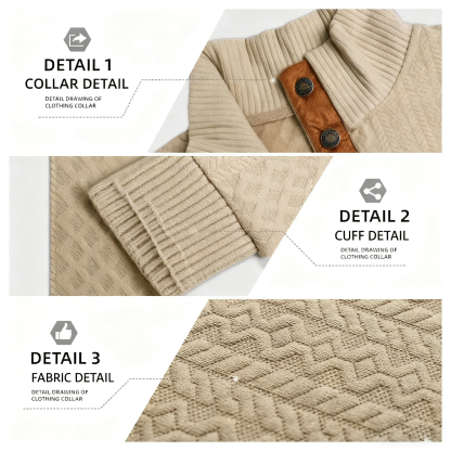 🔥SEPTEMBER HOT-SALE 🔥Men's Spring/Fall Stand Collar Long Sleeve Casual Outdoor Jacquard Knit Sweatshirt