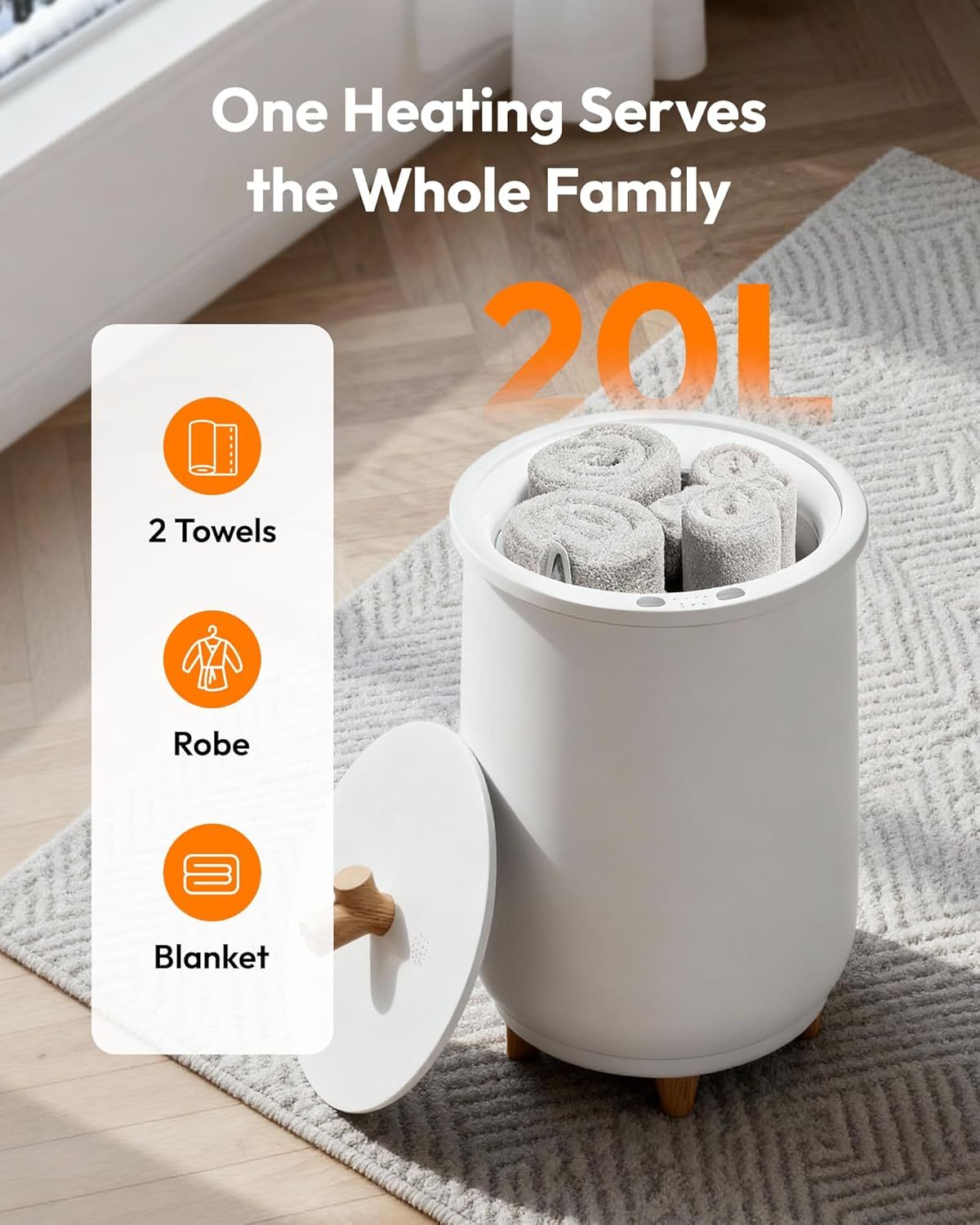 ⏰Towel Warmer Bucket, 20L Large Towel Warmers for Bathroom and Spa, Auto Shut-Off & Adjustable Timer for 20/40/60/90 mins, Towel Warmer with Fragrance Disc, Gift for Him&Her, Blankets