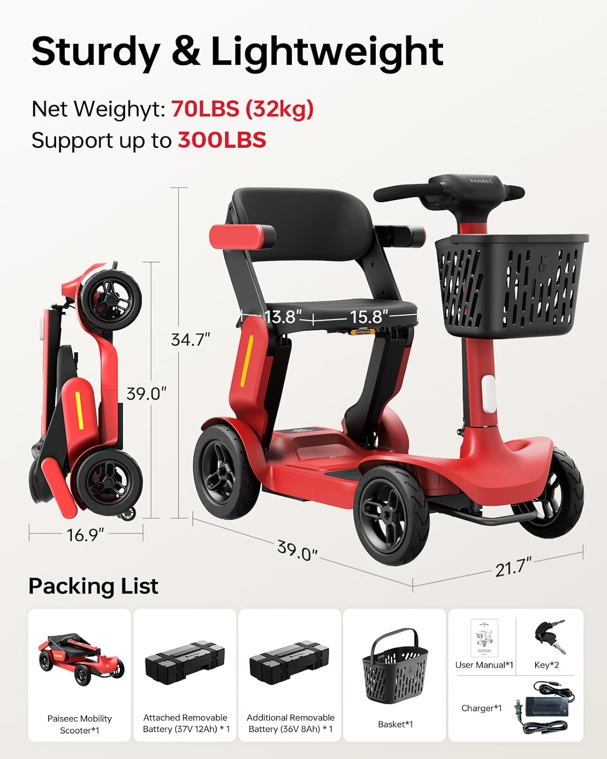 ⚡Clearance Sale⚡Folding Mobility Scooters for Seniors