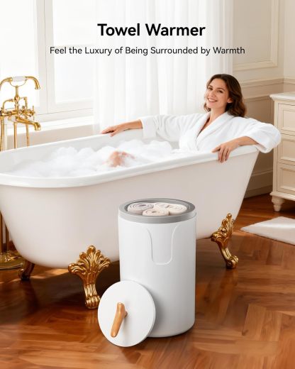 ⏰Towel Warmer Bucket, 20L Large Towel Warmers for Bathroom and Spa, Auto Shut-Off & Adjustable Timer for 20/40/60/90 mins, Towel Warmer with Fragrance Disc, Gift for Him&Her, Blankets
