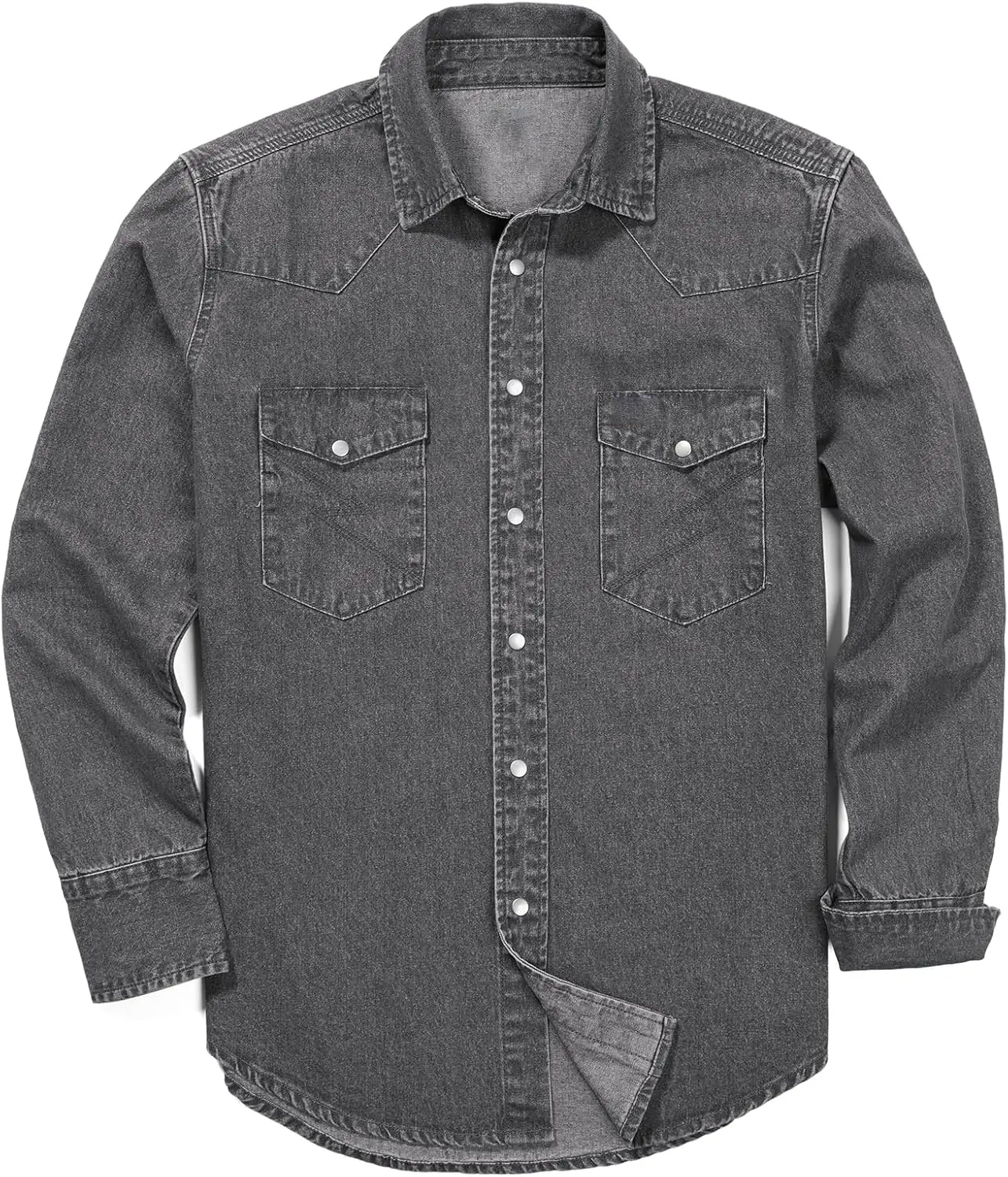 🔥 Limited-Time Deal – Save Up To 80% !🔥Men's Long Sleeve Stone-Washed and Pre-Washed Denim Work Shirt
