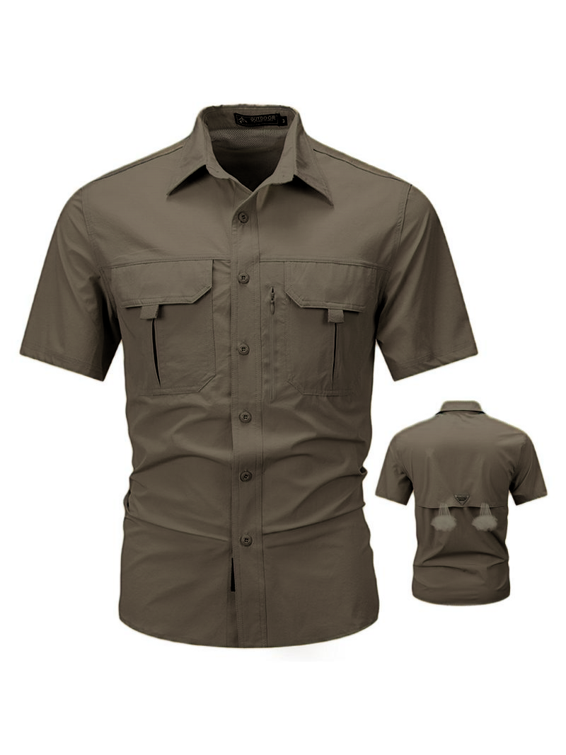 DD 🔥12-Pack Men‘s Patched Quick-Dry Short Sleeve Shirt