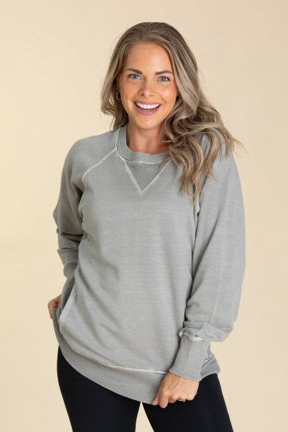 ⏰Woman's Pigment Dyed Sweatshirt With Pockets