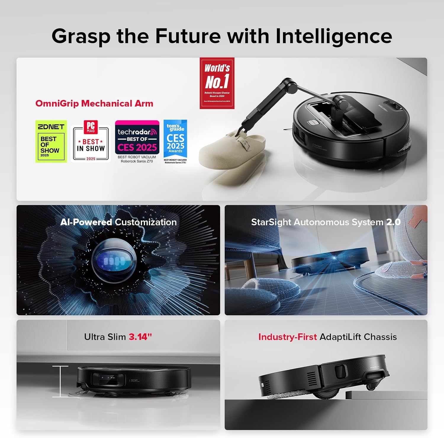 ⚡️clearance sale🌞 Z70 Ultra-Smart Robot Vacuum with Mechanical Arm, 22,000Pa Suction & Hot Water Mop