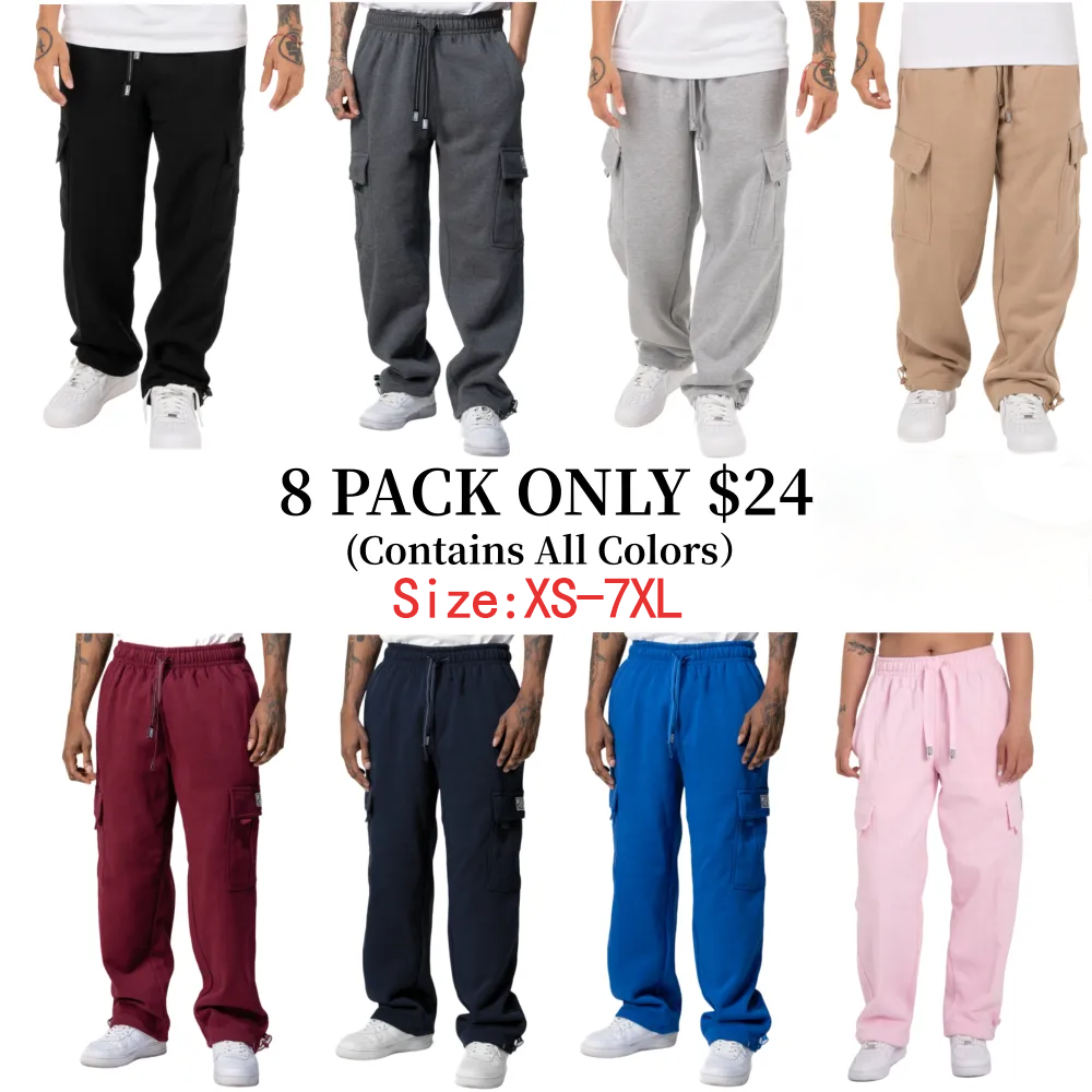 🔥 Men's Heavyweight Fleece Cargo Pants🔥8-Pack - All Colors Included, Only $24