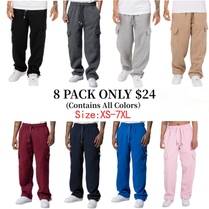 🔥 Men's Heavyweight Fleece Cargo Pants🔥8-Pack - All Colors Included, Only $24