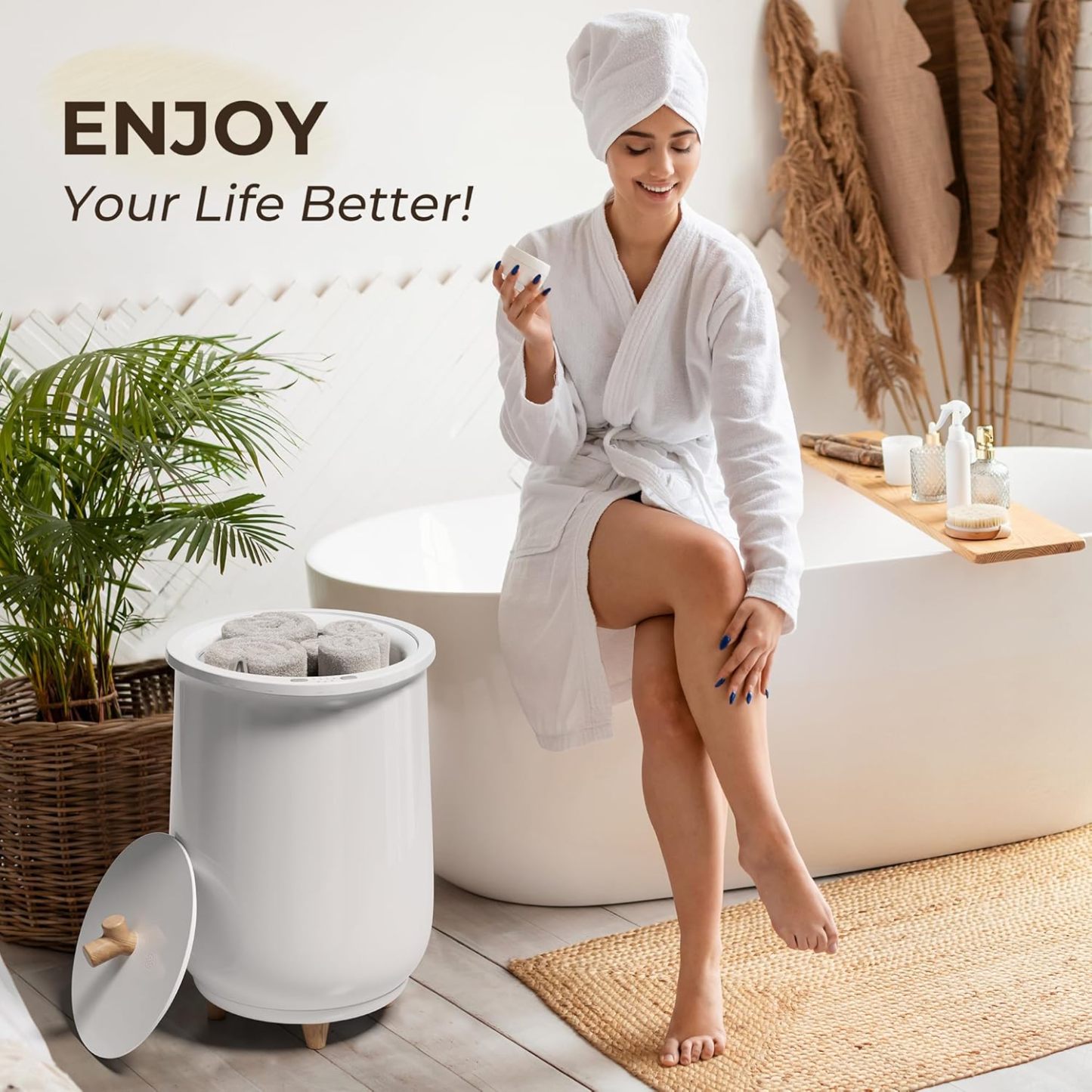⏰Towel Warmer Bucket, 20L Large Towel Warmers for Bathroom and Spa, Auto Shut-Off & Adjustable Timer for 20/40/60/90 mins, Towel Warmer with Fragrance Disc, Gift for Him&Her, Blankets