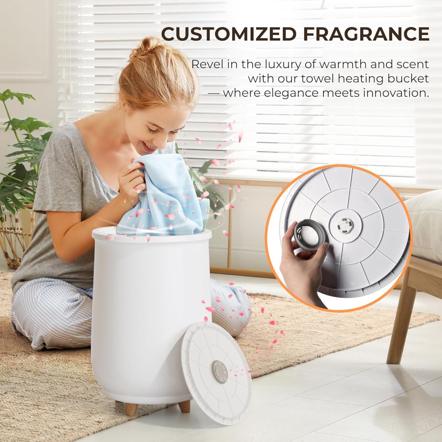 ⏰Towel Warmer Bucket, 20L Large Towel Warmers for Bathroom and Spa, Auto Shut-Off & Adjustable Timer for 20/40/60/90 mins, Towel Warmer with Fragrance Disc, Gift for Him&Her, Blankets