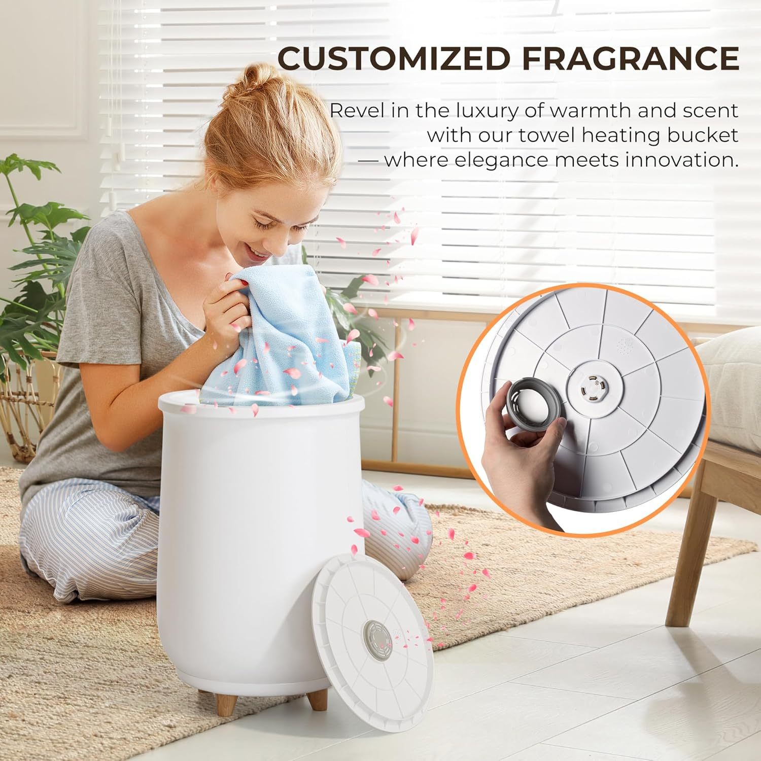 ⏰Towel Warmer Bucket, 20L Large Towel Warmers for Bathroom and Spa, Auto Shut-Off & Adjustable Timer for 20/40/60/90 mins, Towel Warmer with Fragrance Disc, Gift for Him&Her, Blankets