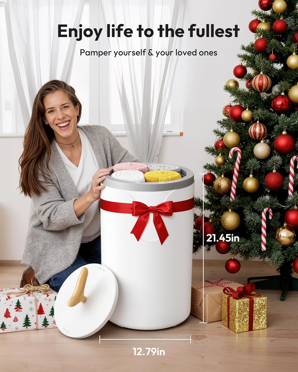 ⏰Towel Warmer Bucket, 20L Large Towel Warmers for Bathroom and Spa, Auto Shut-Off & Adjustable Timer for 20/40/60/90 mins, Towel Warmer with Fragrance Disc, Gift for Him&Her, Blankets