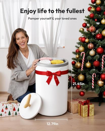 ⏰Towel Warmer Bucket, 20L Large Towel Warmers for Bathroom and Spa, Auto Shut-Off & Adjustable Timer for 20/40/60/90 mins, Towel Warmer with Fragrance Disc, Gift for Him&Her, Blankets