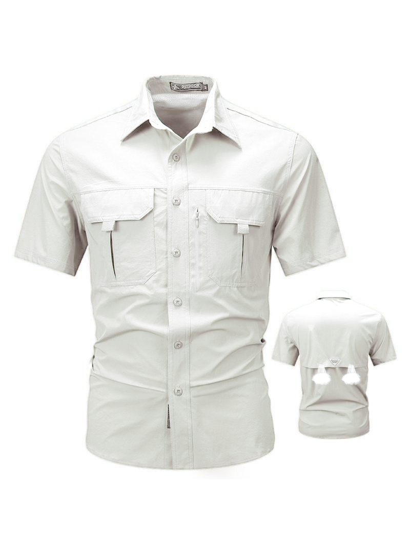 DD 🔥12-Pack Men‘s Patched Quick-Dry Short Sleeve Shirt