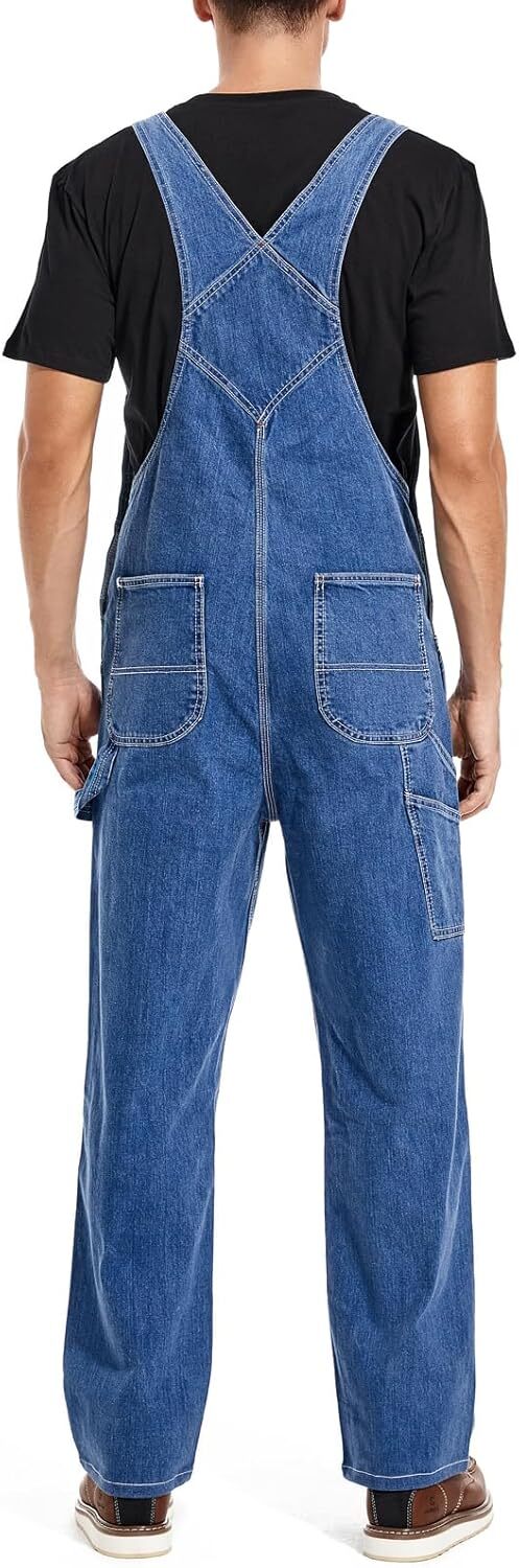 🔥Flash Sale🔥Men's Denim Bib Overalls, Workwear with Adjustable Straps and Convenient Tool Pockets