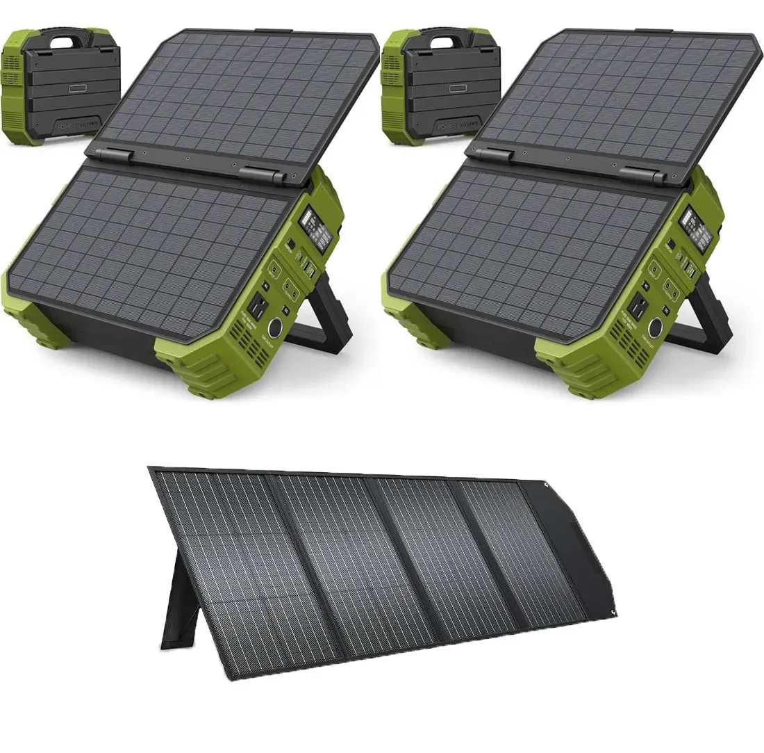 Spring Sale💥Last Day Buy 1 Get 1 Free💥Portable Power Station with Built-in Solar Panel