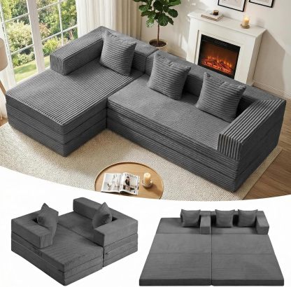 🔥 Limited-Time Deal – Save Up To 80% !Modular Sectional Sofa, Boneless Convertible Oversized Sleeper Sofa Bed