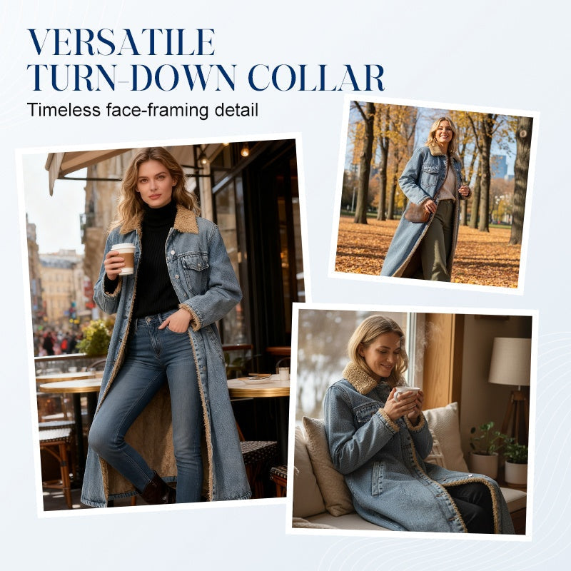 DD 🔥Christmas Special Offer:80% OFF — Lady's warm and durable long denim coat