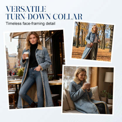 DD 🔥Christmas Special Offer:80% OFF — Lady's warm and durable long denim coat