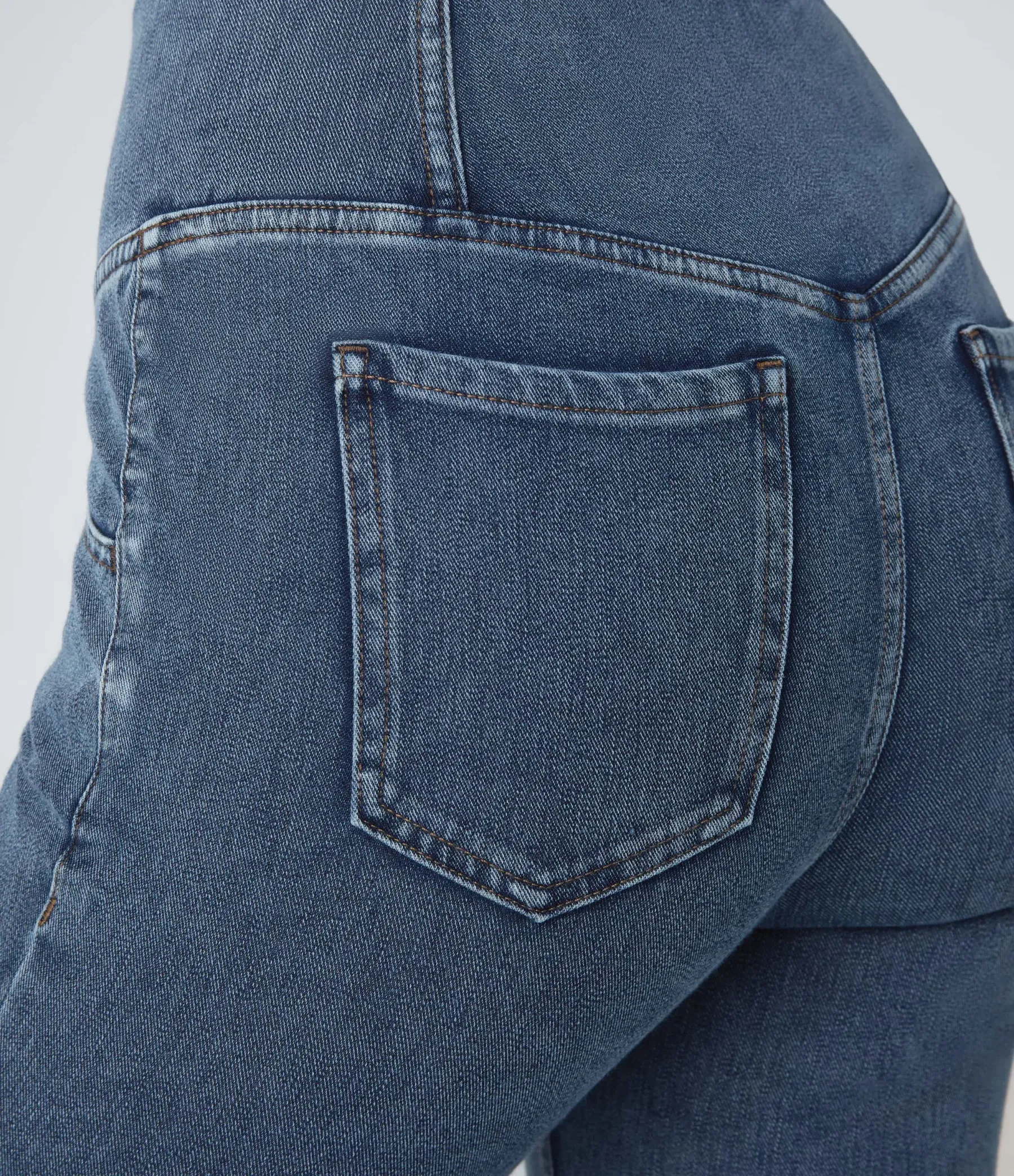 LBF-⚡High Waisted Crossover Pocket Washed Stretchy Knit Casual Super Flare Jeans⚡