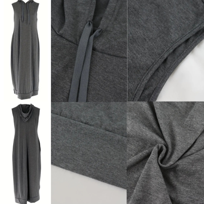 🔥 Limited-Time Deal – Save Up To 80% !Women's Plain Drawstring Hooded Tank Dress, Casual Pocket Sleeveless Maxi Dress for Summer, Fashion Women's Clothing for Daily Wear