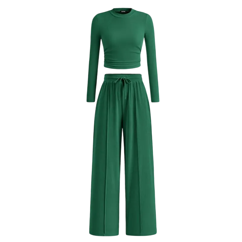 Women's Fall 2-Piece Set  ̈C Top & Wide-Leg Pants