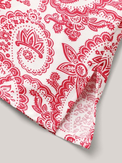 Paisley Print Notched Collar Blouse