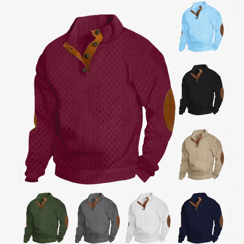 🔥SEPTEMBER HOT-SALE 🔥Men's Spring/Fall Stand Collar Long Sleeve Casual Outdoor Jacquard Knit Sweatshirt