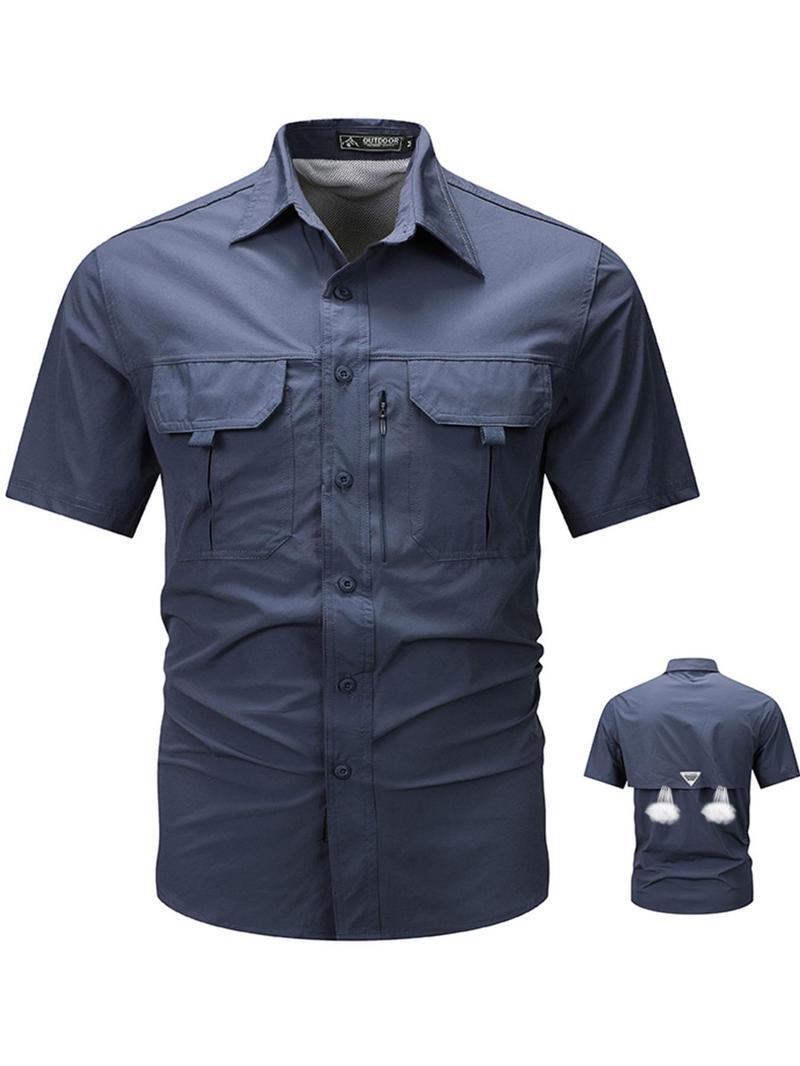 DD 🔥12-Pack Men‘s Patched Quick-Dry Short Sleeve Shirt