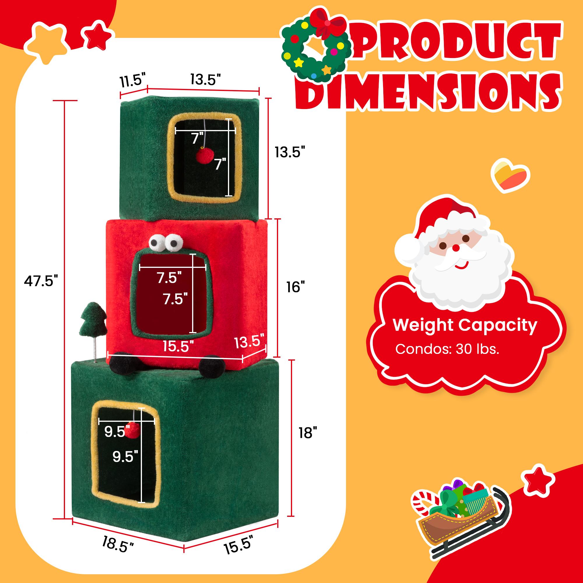 SHA CERLIN Christmas Tree Cat Tower with Ornament Balls & Cozy Condo, Holiday Themed Cat Activity Center for Indoor Kittens & Adult Cats#ChristmasGifts#TikTokShopBlackFriday