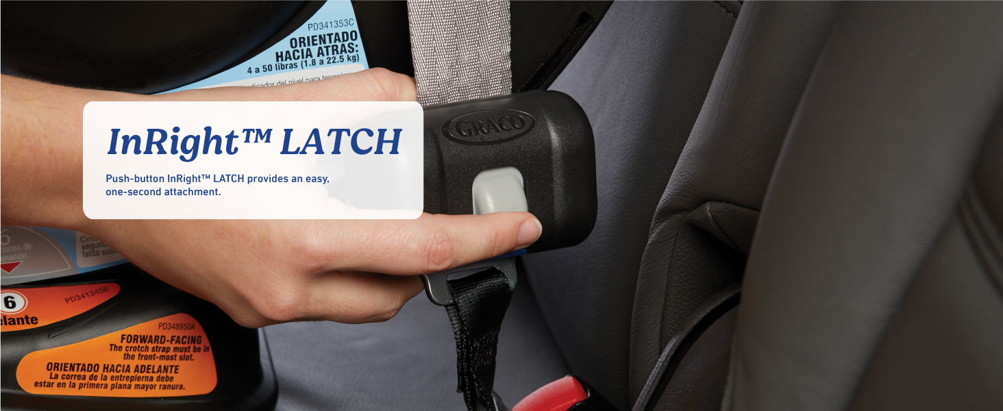 InRight LATCH 按钮式简易连接可转换汽车座椅婴儿幼儿成长方便调节
