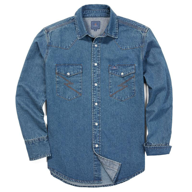 🔥Spring Fresh Sale 🎁Men's Long Sleeve Stone-Washed and Pre-Washed Denim Work Shirt