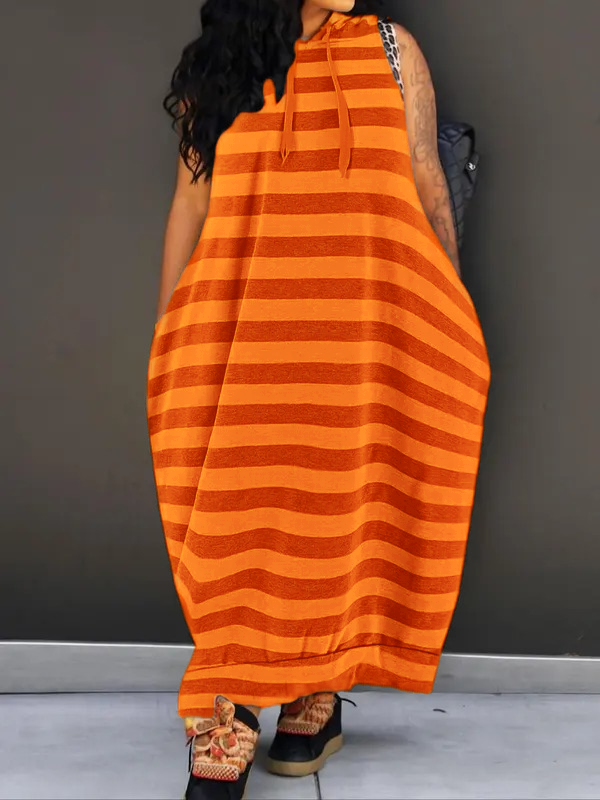 🔥 Limited-Time Deal – Save Up To 80% !Women's Plain Drawstring Hooded Tank Dress, Casual Pocket Sleeveless Maxi Dress for Summer, Fashion Women's Clothing for Daily Wear