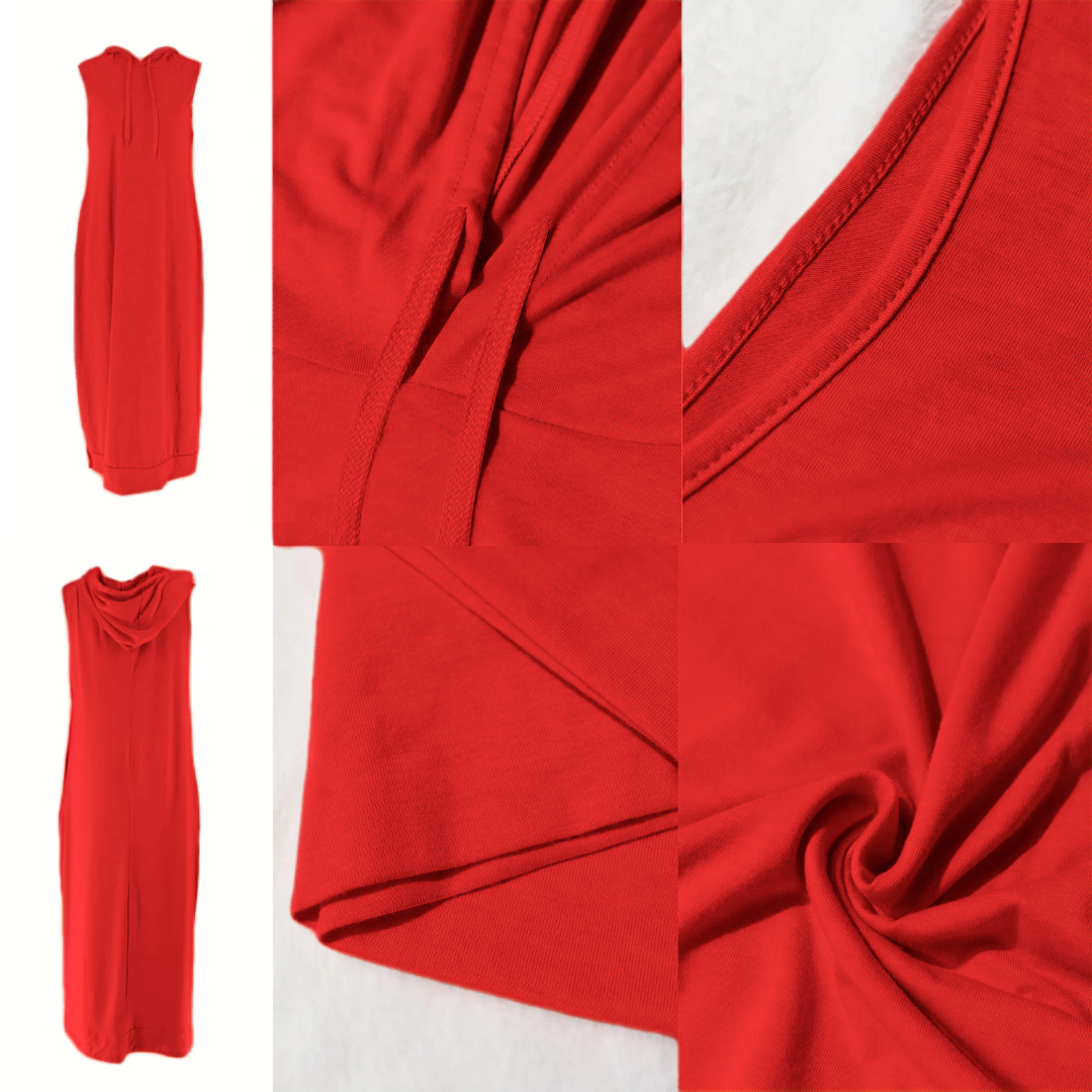 🔥 Limited-Time Deal – Save Up To 80% !Women's Plain Drawstring Hooded Tank Dress, Casual Pocket Sleeveless Maxi Dress for Summer, Fashion Women's Clothing for Daily Wear