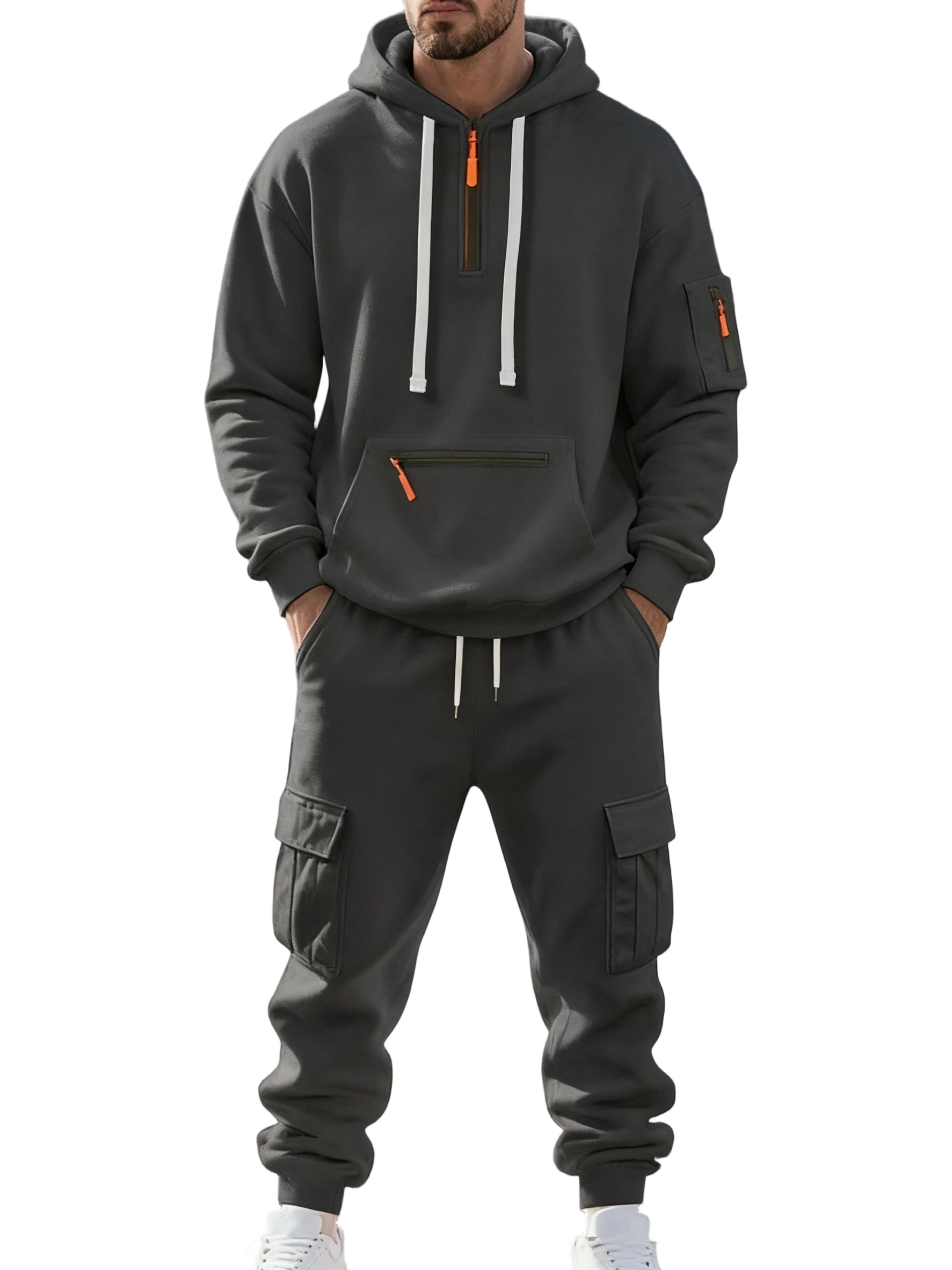 Clearance sale!Men’s Winter Fleece-Lined Set – Warm Casual Workwear Outfit with Multi-Pocket Jacket & Pants
