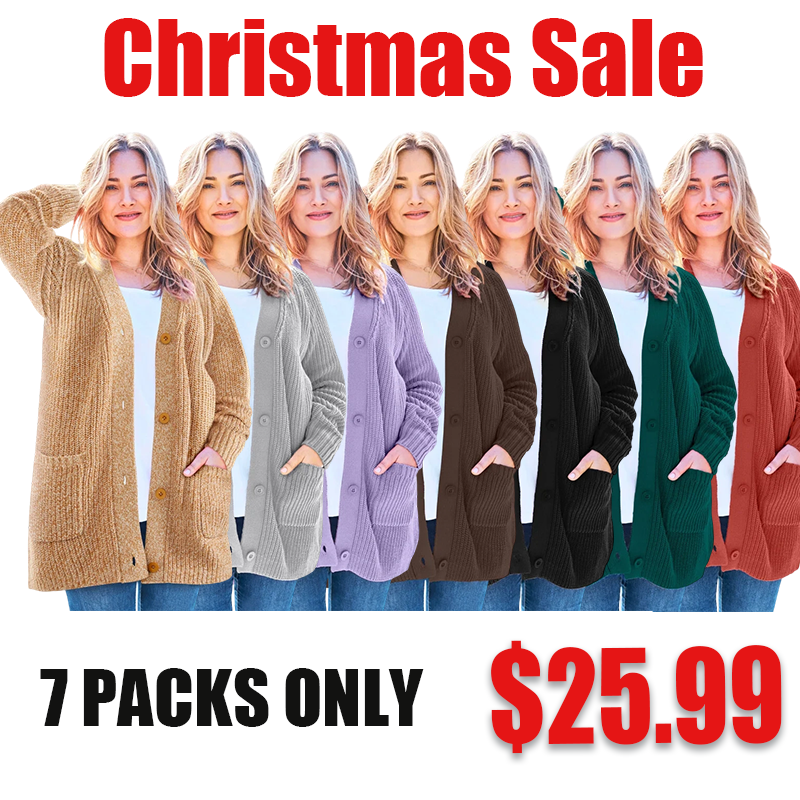 🎄Christmas sale!Button-Front Shaker Cardigan