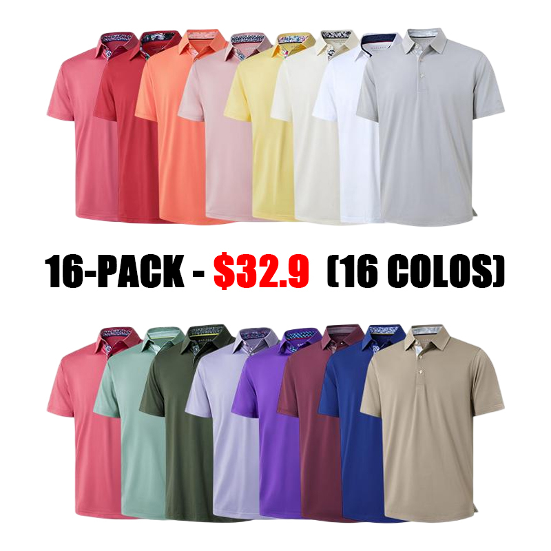 ⚡Mens Polo Shirts Short Casual Dry Fit Performance Designed Collared G