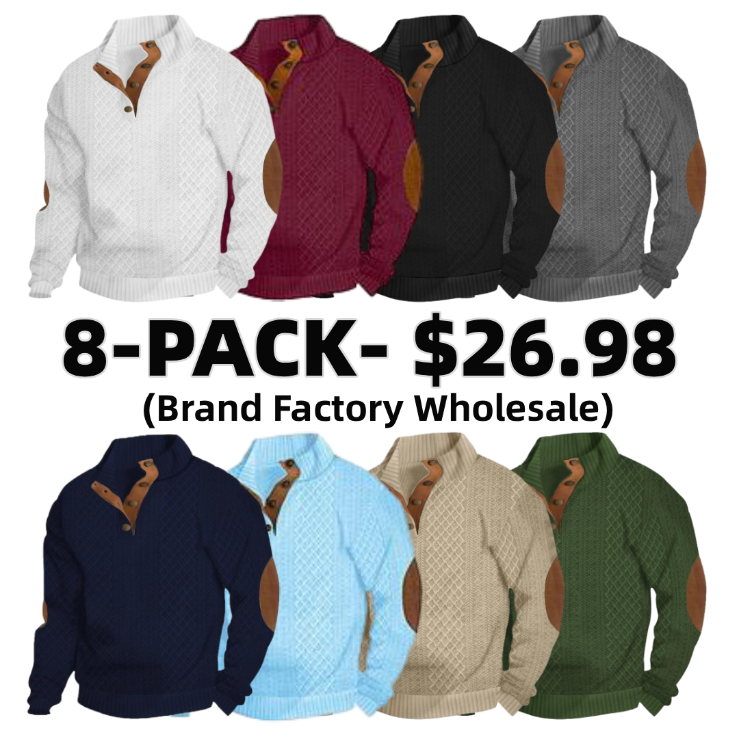 Men's Spring/Fall Stand Collar Long Sleeve Casual Outdoor Jacquard Knit Sweatshirt