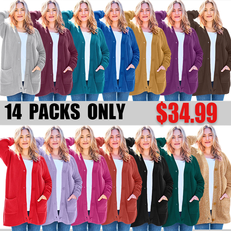 🎄Christmas sale!Button-Front Shaker Cardigan