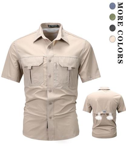 DD 🔥12-Pack Men‘s Patched Quick-Dry Short Sleeve Shirt