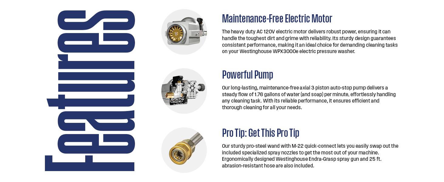 WPX3000E, WESTINGHOUSE PRESSURE WASHER, WESTINGHOUSE ELECTRIC PRESSURE WASHER