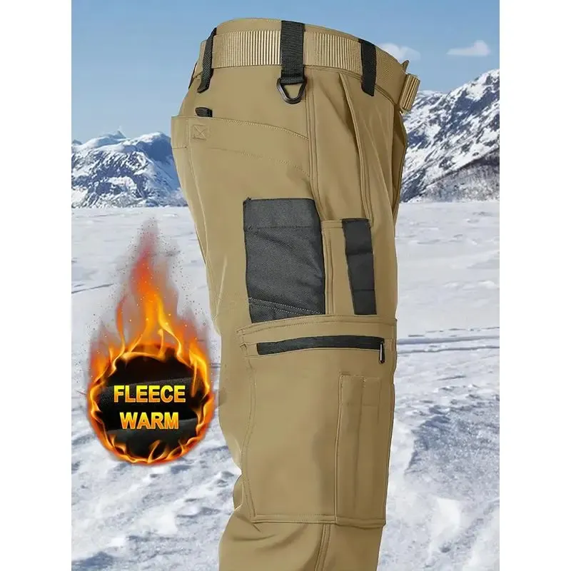 Men’s Tactical Fleece Pants: Multi-Pocket, Windproof Warm (Soft Shell, Fall/Winter)
