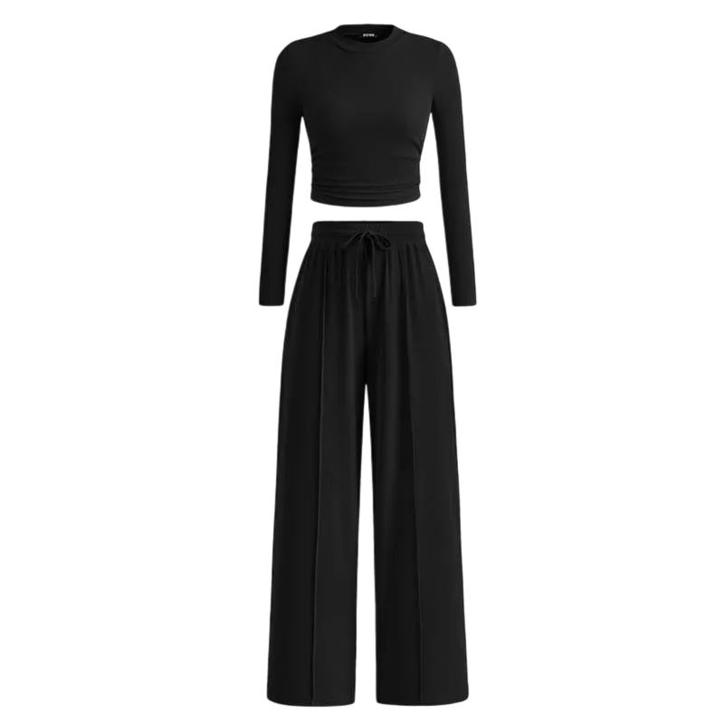 Women's Fall 2-Piece Set  ̈C Top & Wide-Leg Pants