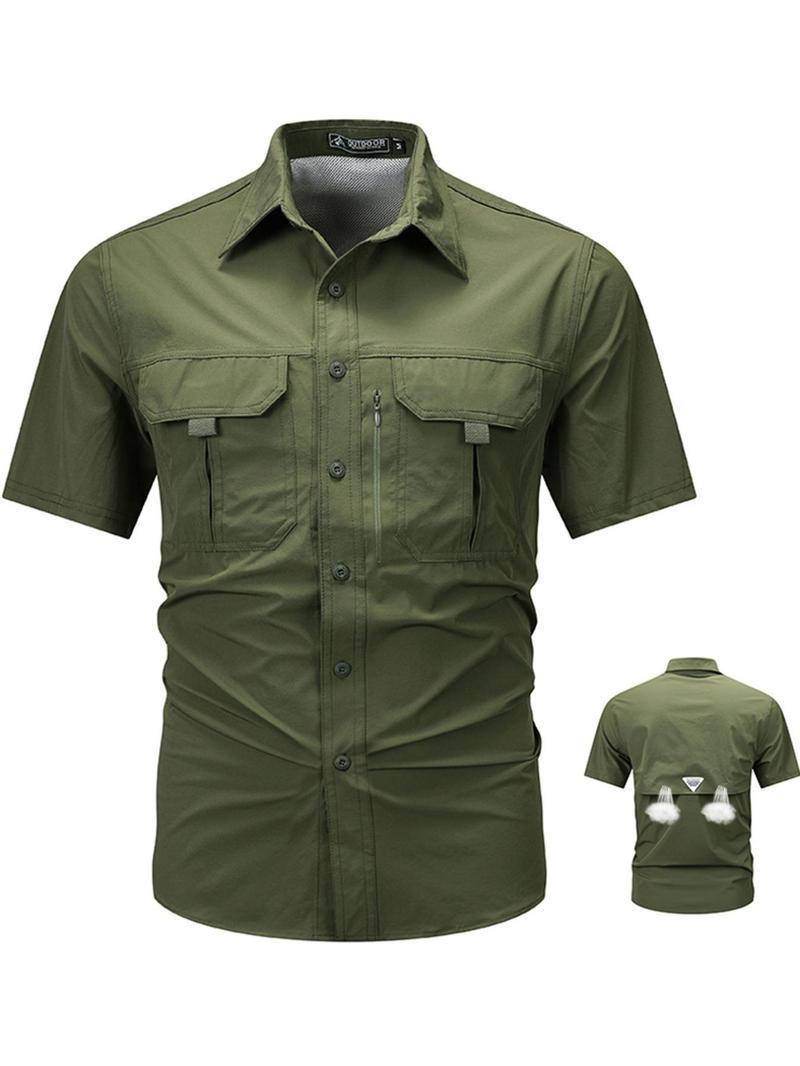 DD 🔥12-Pack Men‘s Patched Quick-Dry Short Sleeve Shirt