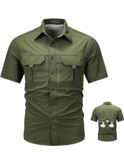 DD 🔥12-Pack Men‘s Patched Quick-Dry Short Sleeve Shirt