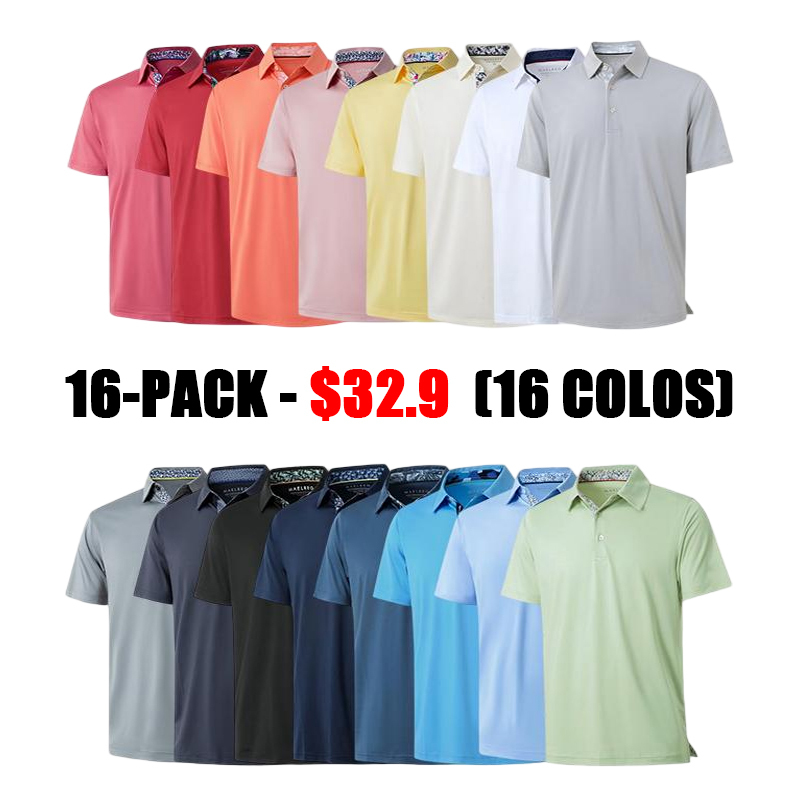 DD ⚡Mens Polo Shirts Short Casual Dry Fit Performance Designed Collared Golf Polo Shirts for Men Plus Size Men's Tops