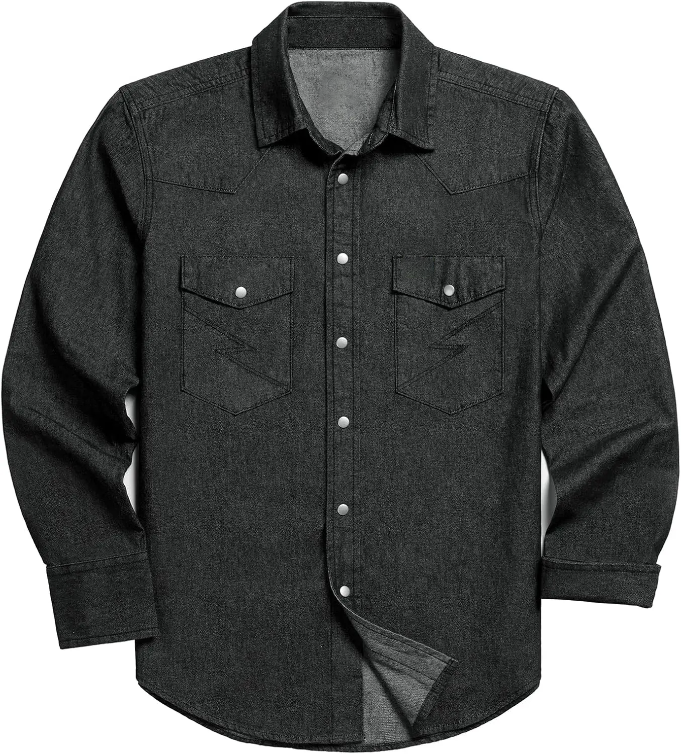 🔥 Limited-Time Deal – Save Up To 80% !🔥Men's Long Sleeve Stone-Washed and Pre-Washed Denim Work Shirt