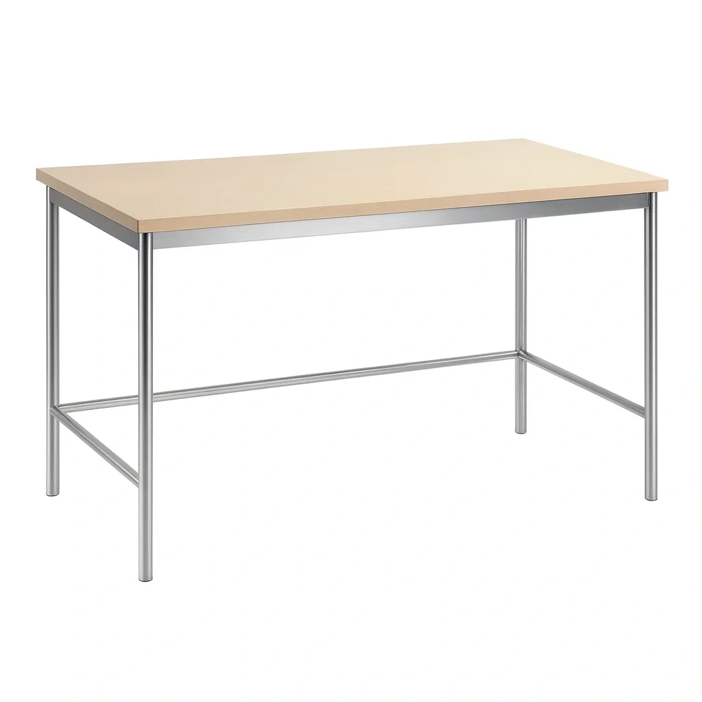 Table en bois et métal beige/argent 120 x 60 x 75 cm-Sofalexa